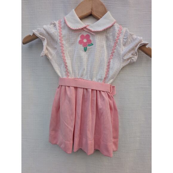 Healthtex Girls Vintage Dress 3T Peter Pan Collar Embroidered Puff Sleeve Retro - Picture 1 of 5